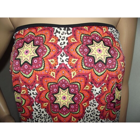 Venus Tankini Swimsuit Top Womens Size 10 animal pring black orange Built In Bra - Picture 5 of 8